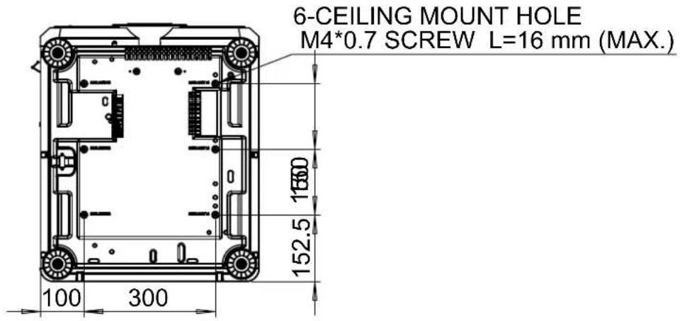 BENQ LU9915 - Dimensioni foro di montaggio a soffitto - 1