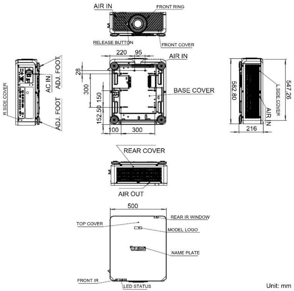 BENQ LU9915 - Gehäuseabmessungen - 1