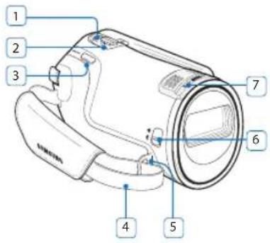 SAMSUNG HMXF900BP - 右視圖、頂視圖和底視圖 - 1
