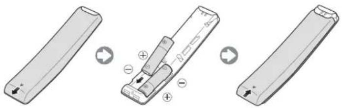 SAMSUNG UE43M5575AU - Colocacao de pilhas no telecomando inteligente da Samsung - 1