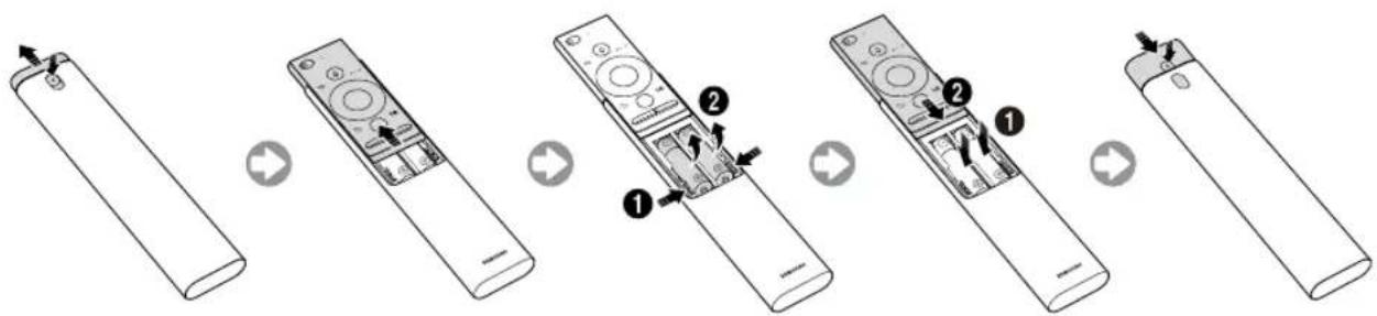 SAMSUNG UE49MU6455U - Einsetzen der Batterien in die Samsung Smart Remote - 1