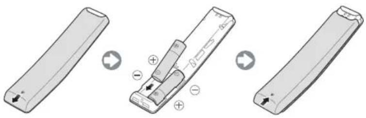SAMSUNG UE65MU7005T - Installere batterier i din Samsung Smart-fjernbetjening - 1