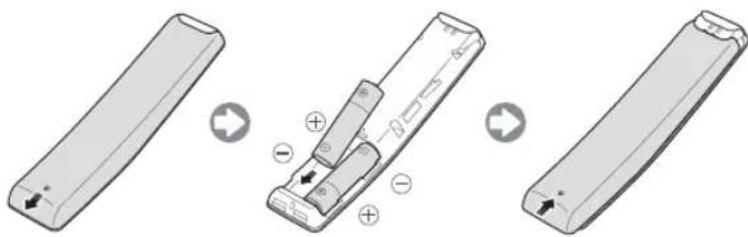 SAMSUNG UE55MU6275U - Colocación de las pilas en el Samsung Smart Remote - 1