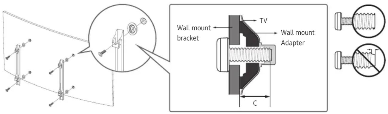 SAMSUNG UE55MU6275U - Mounting the TV on a wall - 2