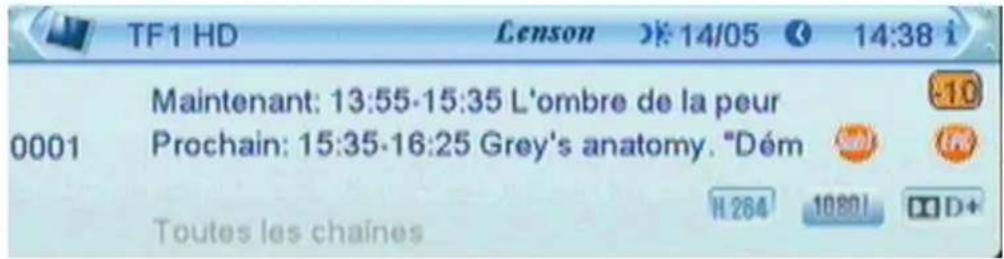 Lenson LT 7100 - Informations affichées à l'écran - 1