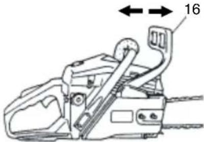 HITACHI CS 33EB - Fonctionnement du frein de chaîne (Fig. 12) - 1