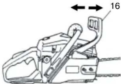 HITACHI CS 33EB - Operación del freno de la cadena (Fig. 12) - 1