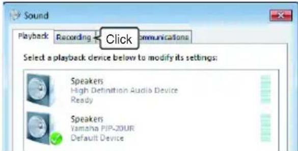 YAMAHA PJP20UR - Click the "Recording" tab. - 1