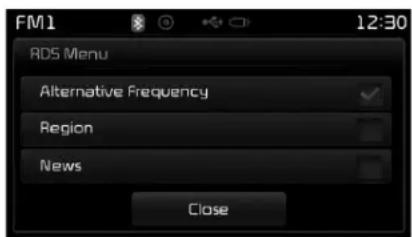 KIA Carens (2015) - RDS Menu (Menu RDS) - 1