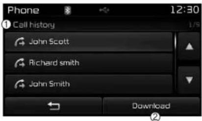 KIA Carens (2015) - Call History (Liste d'appels) - 1