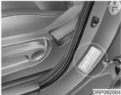 KIA Carens (2015) - ÉTIQUETTE D'HOMOLOGATION DU VÉHICULE - 1