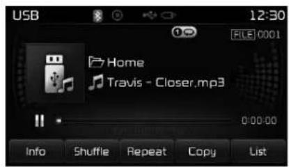 KIA Carens (2015) - Playing/Pausing MP3 Files (Lecture/Pause de fichiers USB) - 2