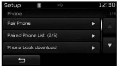 KIA Carens (2015) - Appariement via la configuration [PHONE] (Téléphone) - 1