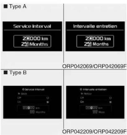 KIA Carens (2015) - Service Interval (Intervalle entretien) (le cas échéant) - 1