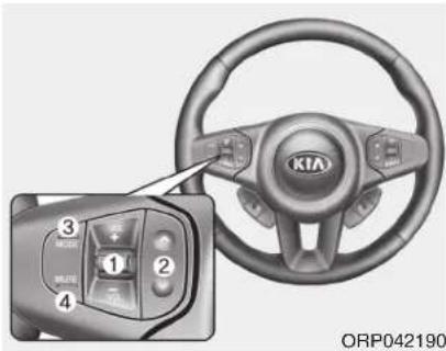 KIA Carens (2015) - Commande audio au volant (le cas échéant) - 1