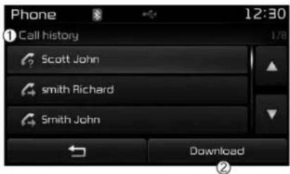 KIA Carens (2015) - Call History (Liste d'appels) - 1