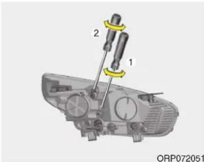 KIA Carens (2015) - Orientation des phares et du feu anti-brouillard avant (Pour l'Europe) Orientation des phares - 1