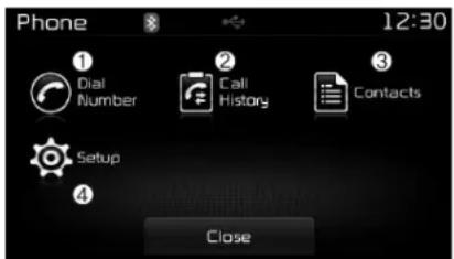 KIA Carens (2015) - Ecran du Menu Phone (Téléphone) - 1