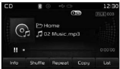 KIA Carens (2015) - Menu du Mode CD MP3 - 2