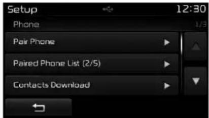 KIA Carens (2015) - Appariement via la configuration [PHONE] (Téléphone) - 1