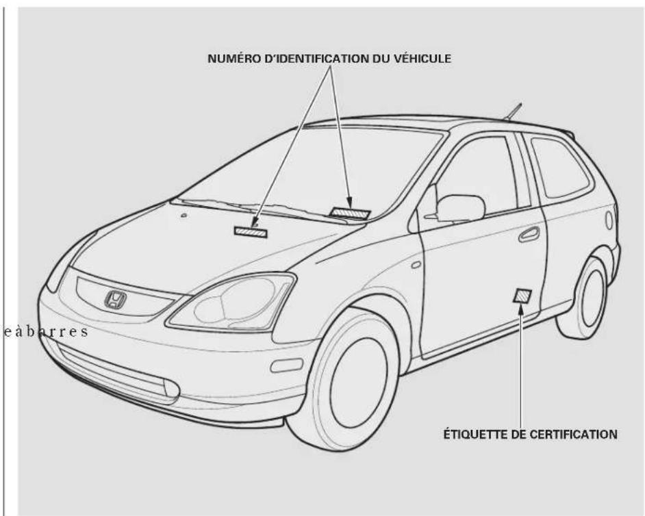 Honda Civic Hatchback (2004) - Numeros d'identification - 1
