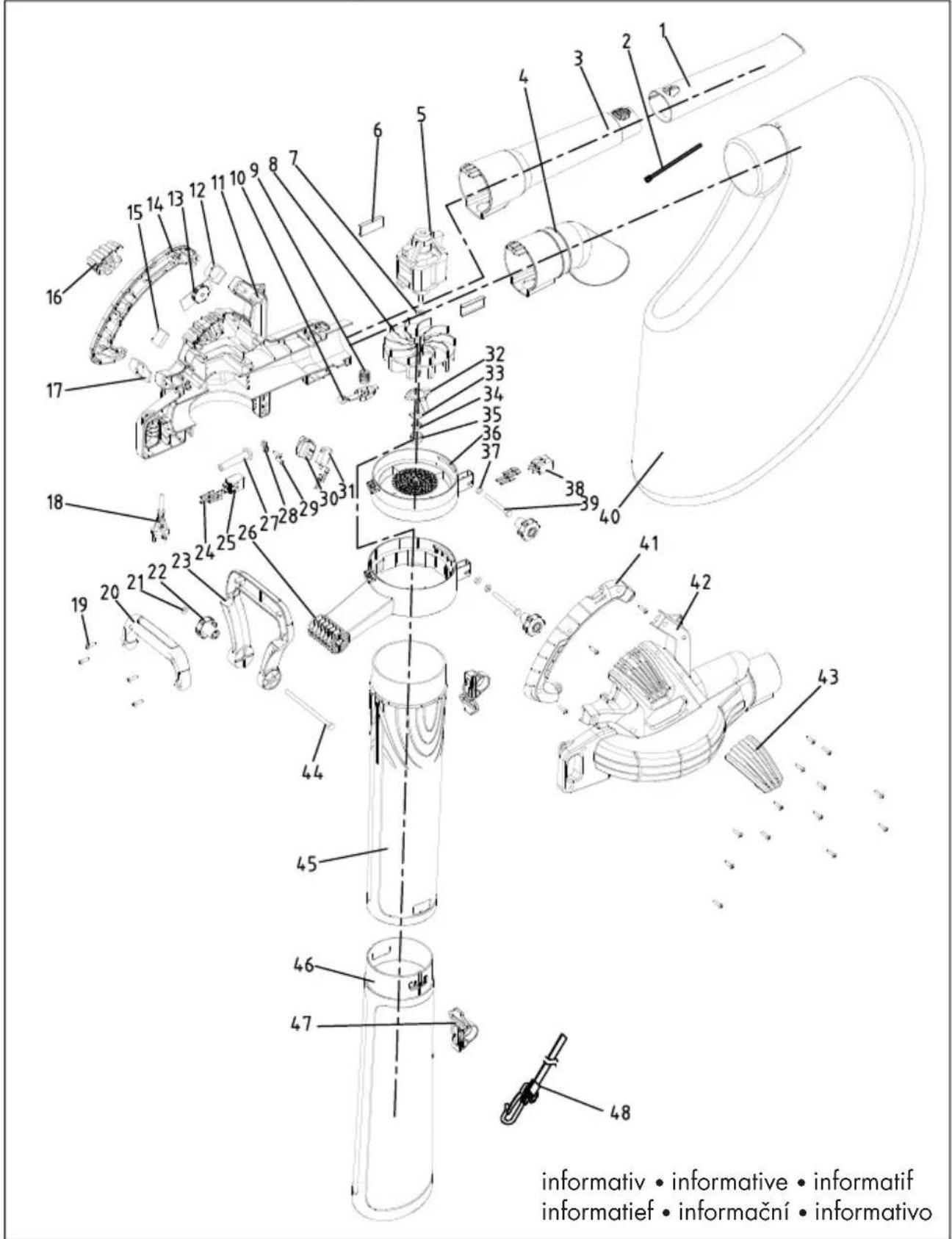 FLORABEST FLS 3000 B2 - Explosionszeichnung • Exploded Drawing • Vue éclatée Explosietekening • Výkres sestavení Plano de explosión • Vista em corte - 1