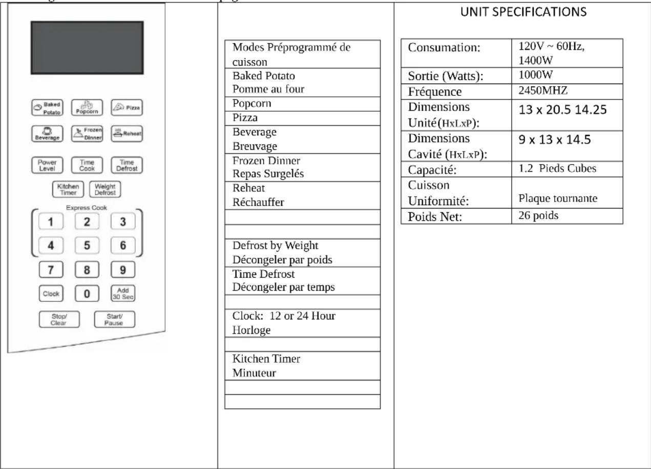 Avanti MT12V0W - PANNEAU DE CONTROL - 1