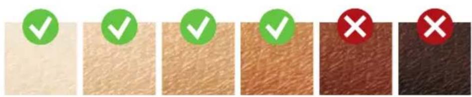 PHILIPS Lumea Advanced BRI920 - Suitable skin tones / Geeignete Hauttöne / Tonos depiel adecuados / Teints de peau compatibles / Toni di pelle adatti / Geschikte huidtinten - 1