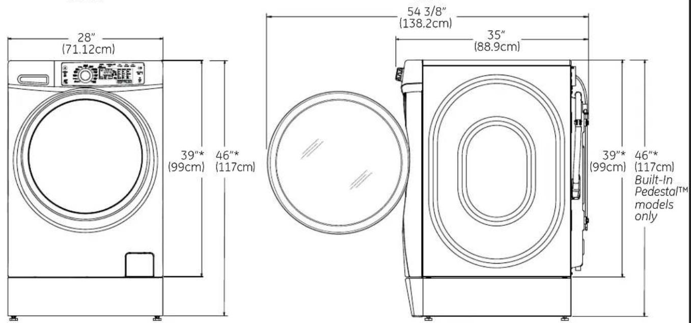 GE GFW490RPKDG - ROUGH-IN DIMENSIONS - 1
