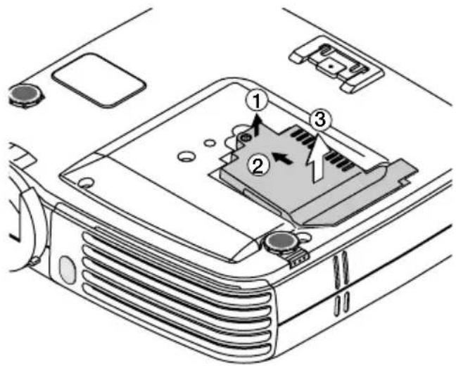 3M PX5 - Retirez le couvercle du compartment de la lampe. - 2