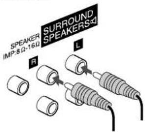 AIWA XHA1000 - Connect the surround speakers to the main unit. Connect the right surround speaker cord to SURROUND SPEAKERS R terminal, and the left to SURROUND SPEAKERS L terminal. - 1