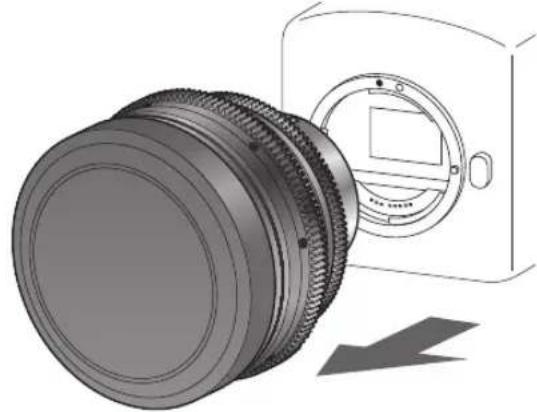 CANON CNE135mm T2.2 L F - Detaching the lens - 1