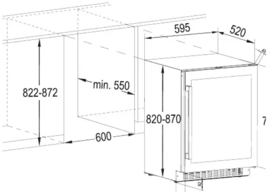 AEG SWB66001DG - DIMENSIONS D'INSTALLATION (MM) ET EXIGENCES DE VENTILATION - 1