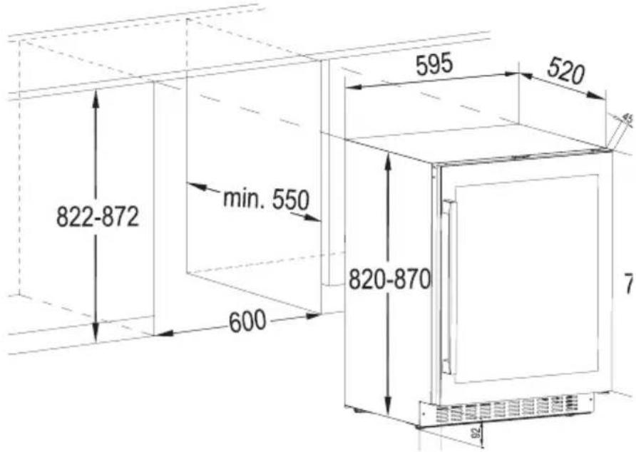 AEG SWB66001DG - DIMENSIUNILE DE INSTALLARE (MM) Şİ CERINTELE DE VENTILARE - 1