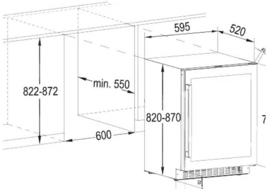 AEG SWB66001DG - INSTALLATIONSMÄTT (MM) OCH VENTILATIONSKRAV - 1