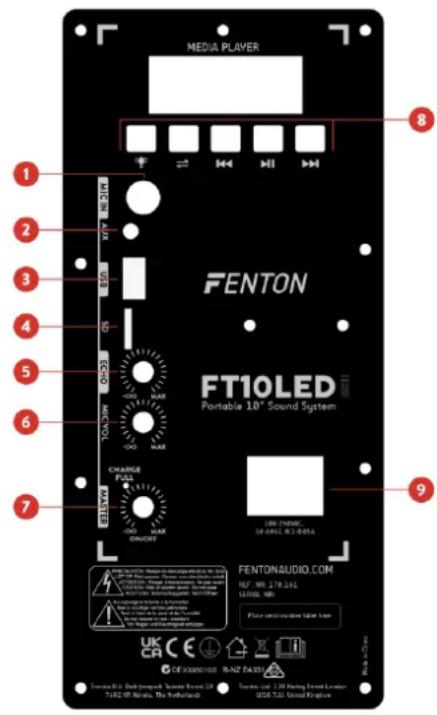 Fenton FT10LED - AFSTANDSBEDIERING (alleen voor mediaplayer) - 1