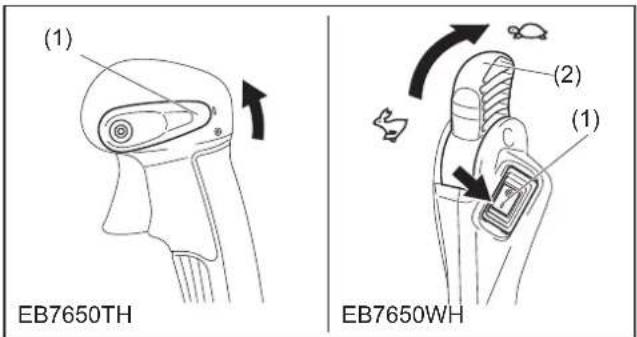 MAKITA EB7650TH - 1) Hvis motoren er kold eller efter brændstofpåfyldning (koldstart) - 1