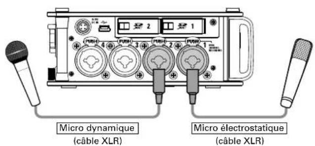ZOOM F8n - Branchement des micros - 1