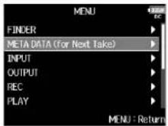 ZOOM F8n - Pressez MENU. - 1