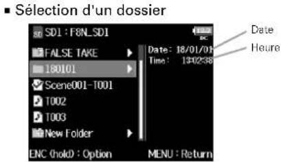 ZOOM F8n - Tournez pour sélectionner la carte SD, le dossier ou la prise que vous souhaitez utiliser. - 6