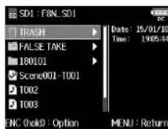 ZOOM F8n - Vidage du dossier TRASH/FALSE TAKE - 1