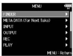 ZOOM F8n - Avec , sélectionnez FINDER, et pressez - 1