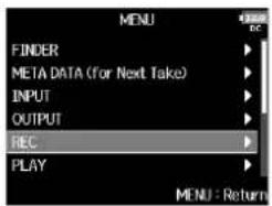 ZOOM F8n - Pressez MENU. - 1