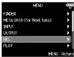 ZOOM F8n - Pressez MENU. - 2