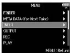 ZOOM F8n - Pressez MENU - 1