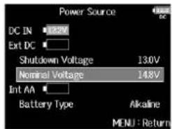 ZOOM F8n - Réglage de la tension nominale de l'alimentation CC (Ext DC) - 2