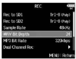 ZOOM F8n - Pressez MENU. - 2