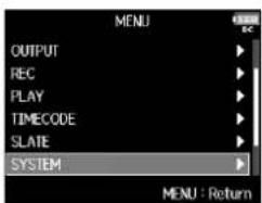 ZOOM F8n - Pressez MENU - 1