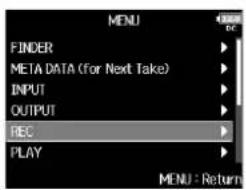 ZOOM F8n - Pressez MENU. - 1