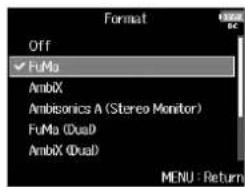 ZOOM F8n - Réglage du format de mode ambisonique - 2
